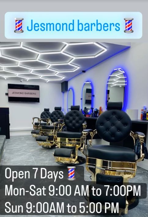 Interior with gold chairs and neon mirrors