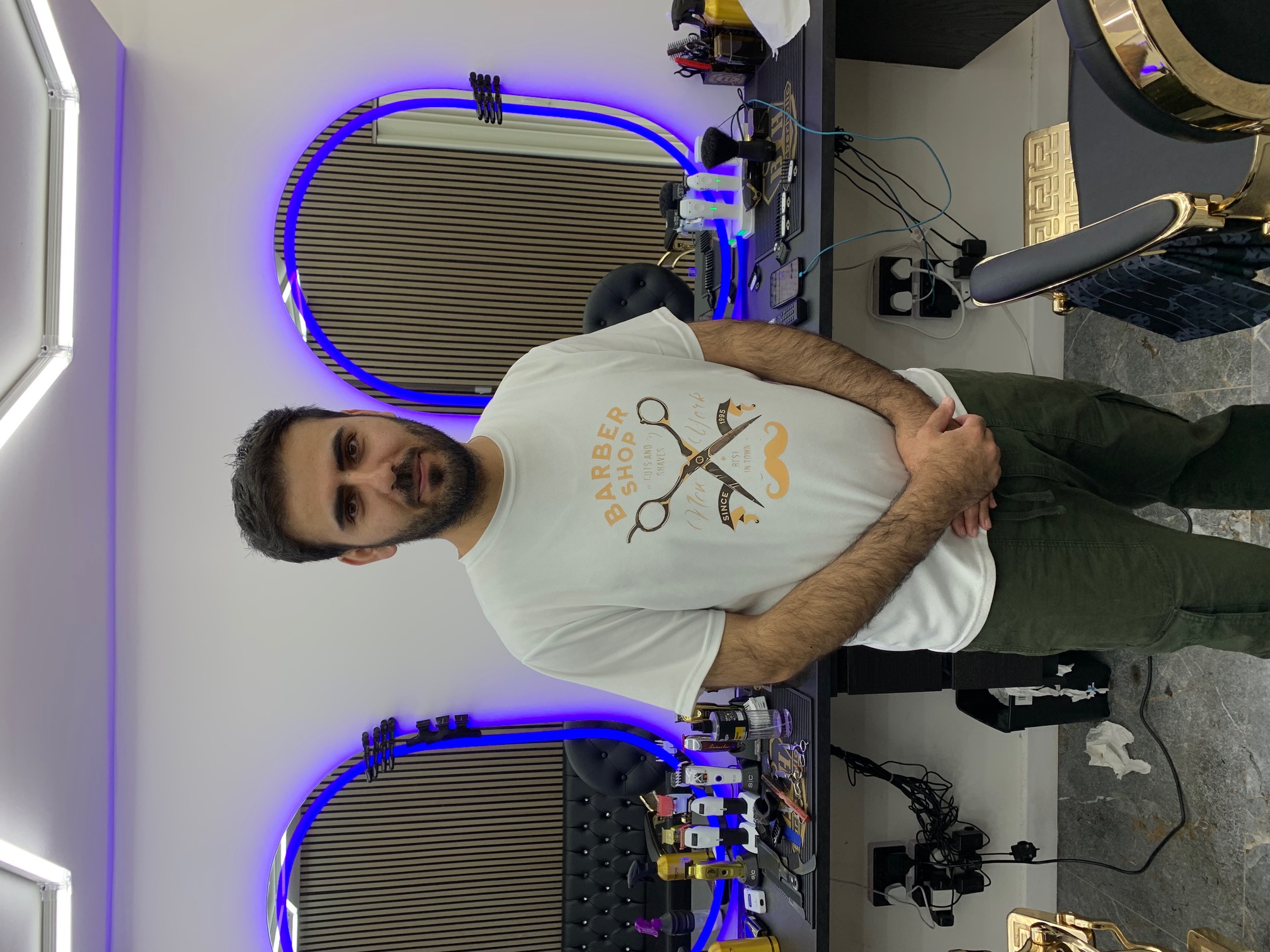 Barber at his station